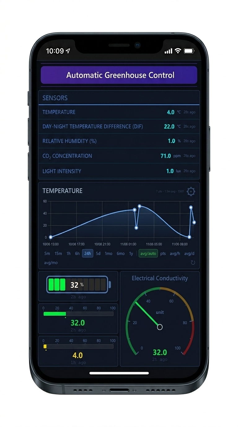 Automatic greenhouse control dashboard