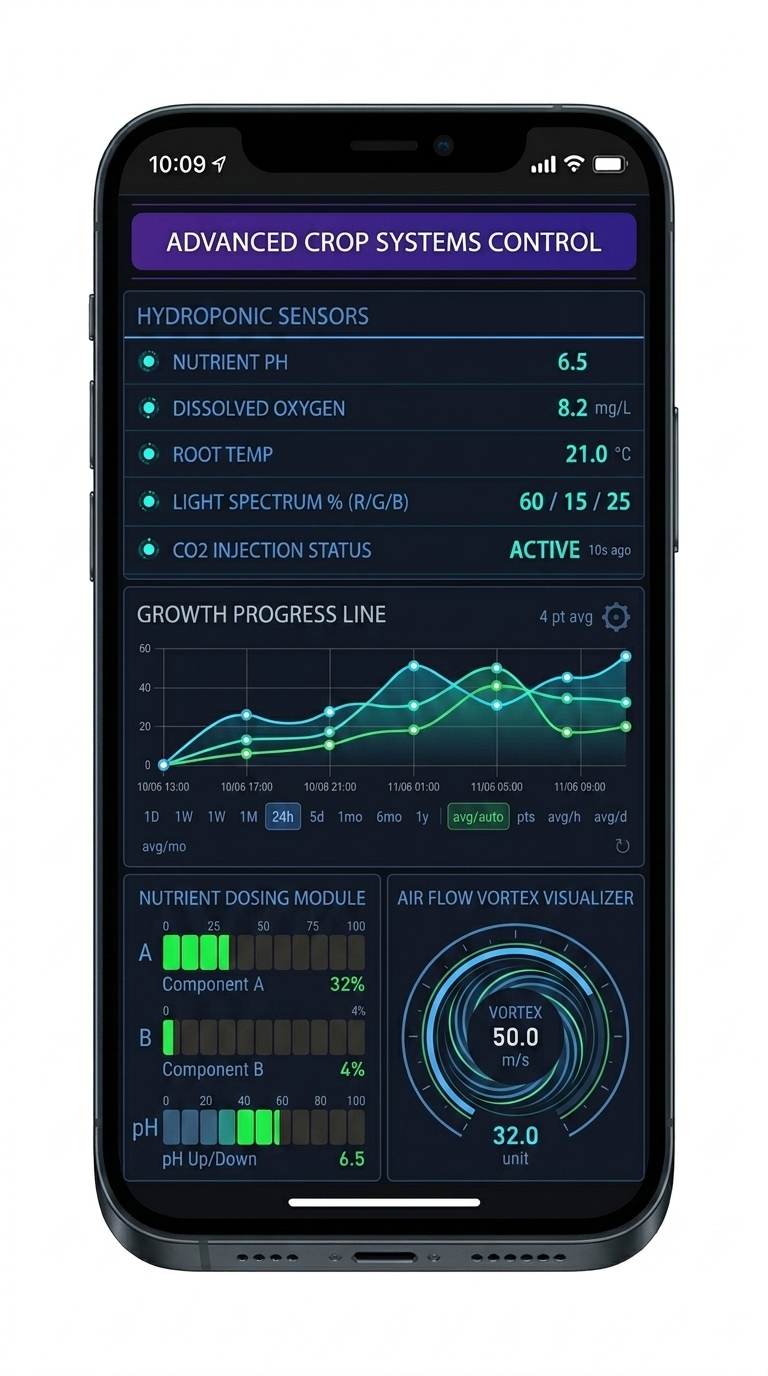 Advanced crop systems control dashboard
