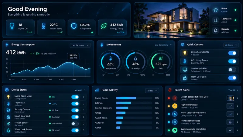 Smart home dashboard on Virtuino Cloud